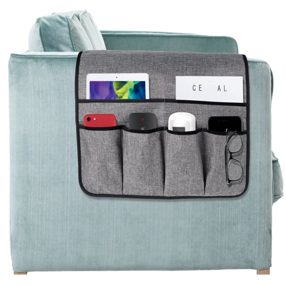 Kyoffiie Sofa Armrest Organizer with 6 Pockets Non-Slip Couch Armrest Pouch for Tablet Phone Glasses Magazines Remote Control