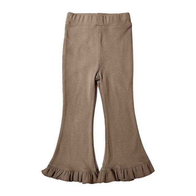 Timegard Toddler Girls Clothes Ruffle Flare Leggings Solid Color Comfy Trousers Children Cute Stretch Pants