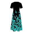 thumbnail image 4 of Dvkptbk Robes d'Été pour Femmes 2024 à Manches Courtes, Robes Midi Évasées, Robe T-Shirt Décontractée à Motif Floral, Robe de Plage Fluide avec Poches P-2TG, 4 of 4