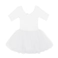 thumbnail image 4 of inhzoy Robe Tutu de Danse Ballet pour Filles Manches Courtes Justaucorps Combinaison de Gymnastique Performance de Scène Blanc 4TG, 4 of 6