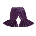 thumbnail image 1 of Children Autumn Velvet Flare Pants Solid Color Elastic Waistband Trousers, 1 of 10