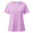 thumbnail image 3 of Birdeem Womens Fashion Summer Round Neck Leisure Short Sleeve Solid Color Lace Stitching Tops, 3 of 5