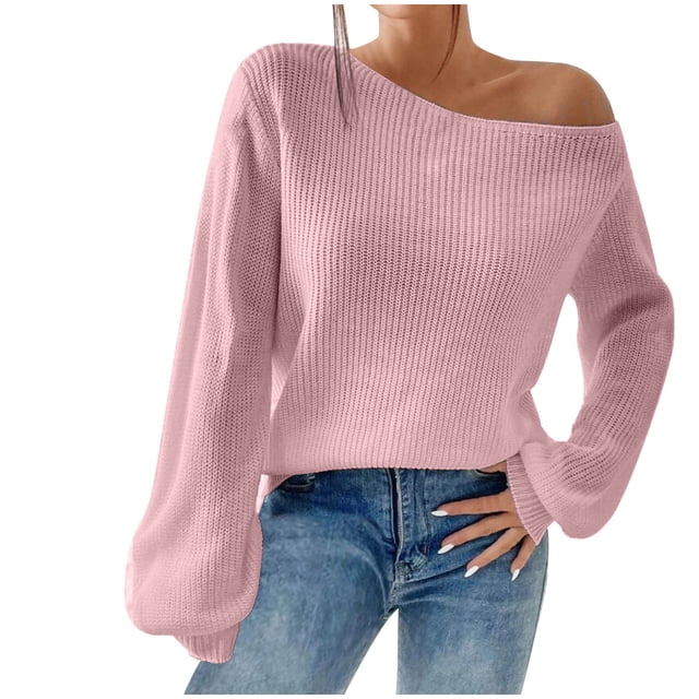 cfhntfmh Womens Cold Shoulder Sweaters 2024 Fall Fahion Outfits Long Sleeve Soft Knit Pullover Winter Outfits