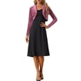 thumbnail image 2 of INSPIRE CHIC Boléro Court en Velours à Col à Revers Ouvert à Manches Longues pour Femme TP Violet, 2 of 6
