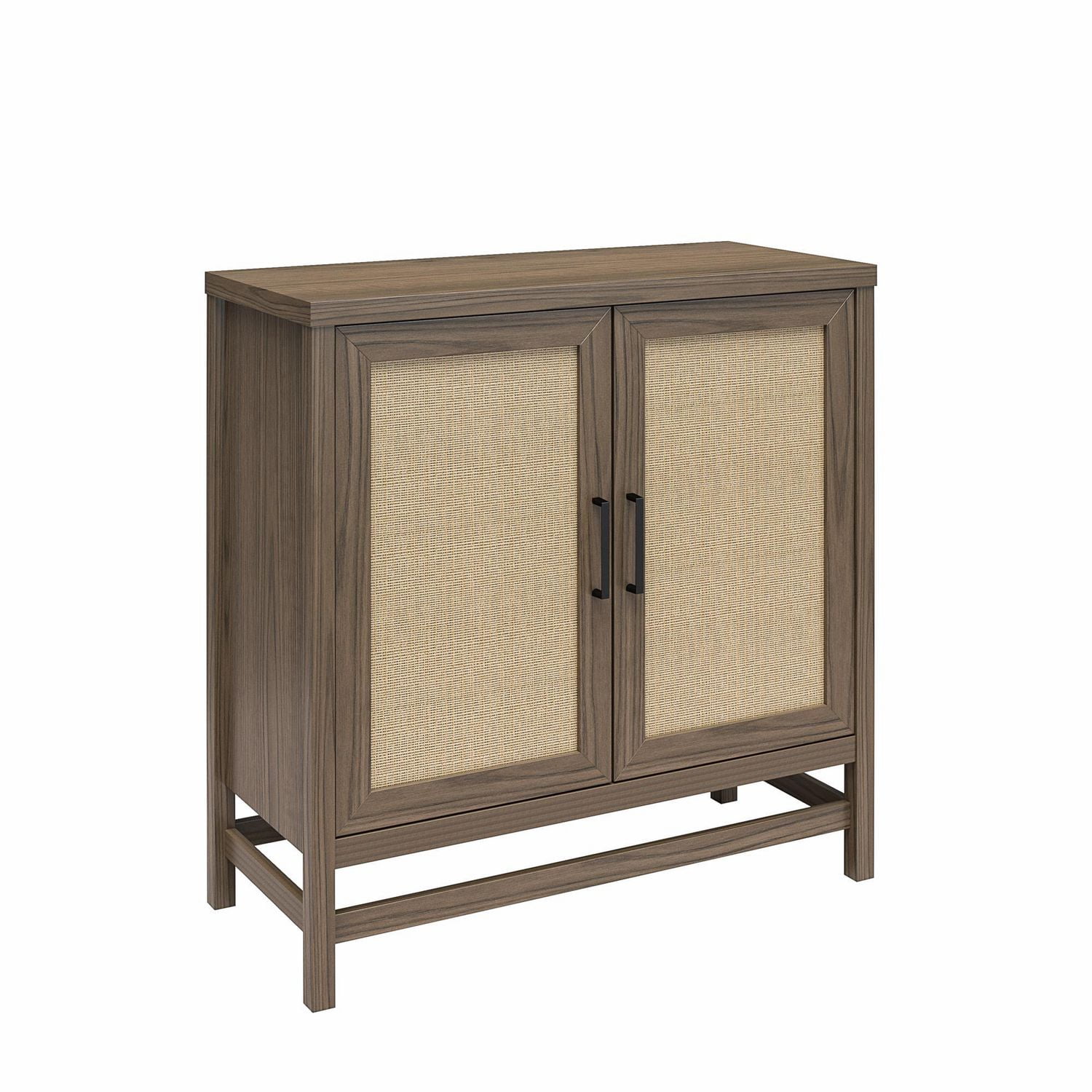 Meuble de rangement à 2 portes Lennon d’Ameriwood Home, brun moyen et faux rotin