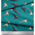 thumbnail image 2 of Soimoi Green polyester Crepe Fabric Flying Woodpecker Bird Print Sewing Fabric Yard 52 Inch Wide, 2 of 3