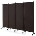 thumbnail image 1 of Costway 4-Panel Folding Room Divider 6FT Rolling Privacy Screen with Lockable Wheels Brown, 1 of 9