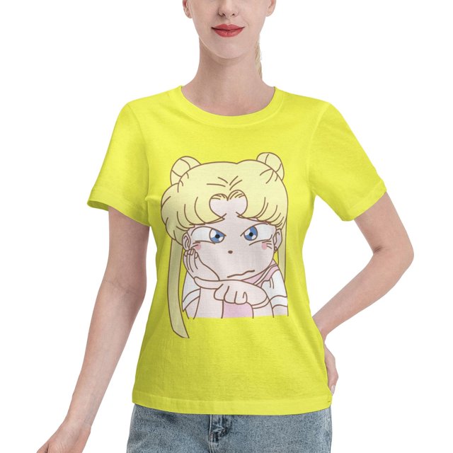 T-Shirt Basique à Manches Courtes pour Femmes Sailor Moon Édition Q Tsukiha