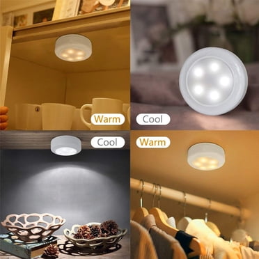 6-pack RGB Puck Closet Light, Wireless LED Puck Light Fairy Lights Under Cabinet Counter Lighting, Stick On Lights Battery Powered Night Lights with Remote Control, Dimmable Closet Lights