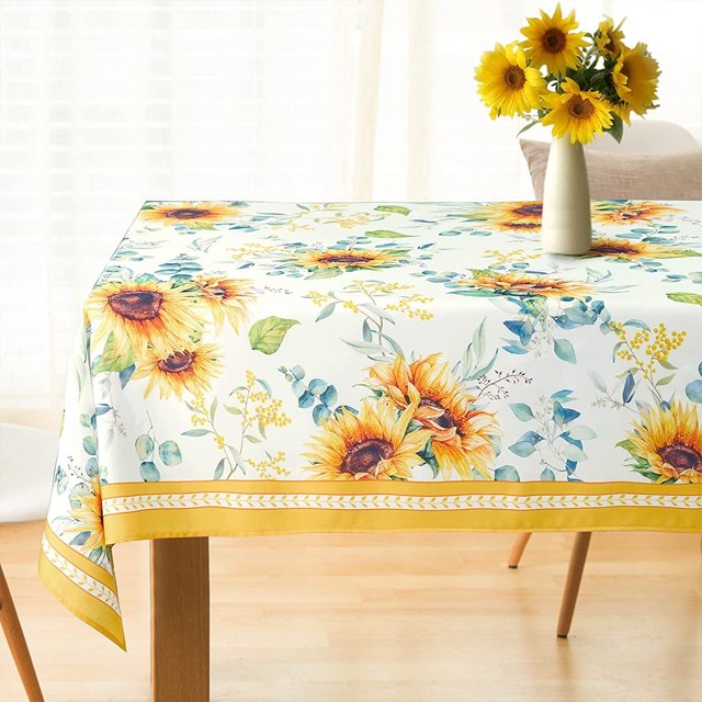 Sunflower Tablecloth,Fall Yellow SunflowerTablecover 60 x 120,Wrinkle Resistant Washable Floral Table Cloths,Perfect for Kitchen Dinner,Family Gathering,Holiday Dining Room Table,Picnic