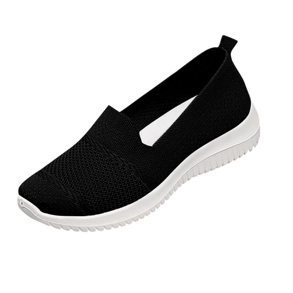 FRSASU Loafers for Women Comfort Slip On Walking Shoes Knit Dressy Comfortable Business Casual Work Flats Black