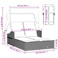 thumbnail image 4 of vidaXL Double Sun Lounger with Canopy and Cushions Grey Poly Rattan, 4 of 5