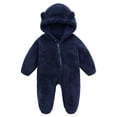thumbnail image 1 of AherBiu Baby Girls Clothes Newborn Jumpsuits Hooded Fleece Zip up Infant Rompers Fall Winter Fuzzy Solid Color Bodysuits, 1 of 6