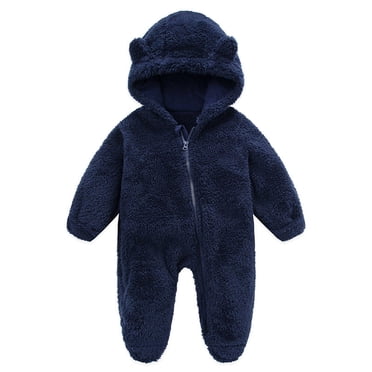 IROINID Rabais Cache-Couche pour Bébé à Manches Longues Grenouillère en Molleton pour Nouveau-Né Combinaison de Neige d'Hiver Gigoteuse Cache-Couches Dessin Animé Chaud à Capuche Barboteuse Combinaison Tenues pour Filles Garçons, Marine