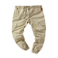 thumbnail image 1 of Men Solid Color Cargo Trousers  Loose Fit Drawstring Waist Long Pants, 1 of 5