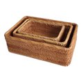 thumbnail image 3 of Wood Handmade Storage Box With Storage Basket Organizer Box Rattan Traditional Rattan For Easy Organizer Box Storage Small square basket three-piece, 3 of 5