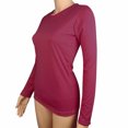 thumbnail image 3 of AherBiu T-Shirts à Manches Longues pour Femmes Col Ras du Cou Amples Basiques 2024 Automne Confortables Chandails Unis, 3 of 4