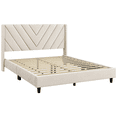 thumbnail image 3 of FullFurnique Upholstered Platform Bed Frame with Wooden Slat Support, Queen, Beige, 3 of 9