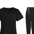 thumbnail image 4 of kurtrusly Female Scrub Set Nurse v neckline Machine Washable Short Sleeves Suit Black M 1Set, 4 of 6