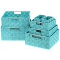 thumbnail image 1 of Sorbus Storage Box Woven Basket Bin Container Tote Cube Organizer Set Stackable Storage Basket Woven Strap Shelf Organizer Built-in Carry Handles (7 Piece - Aqua), 1 of 7