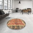 thumbnail image 3 of Ahgly Tapis Rond Abstrait Marron Rouge pour Intérieur, 6 Pieds Rond, 3 of 6