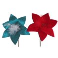 thumbnail image 1 of Poinsettia En Feutre Avec Plumes (Asstd) - Ensemble De 12, 1 of 1