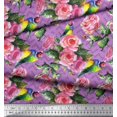 thumbnail image 2 of Soimoi Modal Satin Fabric Bird,Leaves & Rose Floral Fabric Prints By Yard 42 Inch Wide, 2 of 3