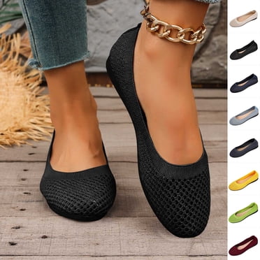 Jovati Casual Flat Shoes for Women, Breathable Mesh Upper, Soft Non-Slip Sole, Lightweight Indoor Outdoor Wear, Versatile Solid Color Design, All-Season Comfort