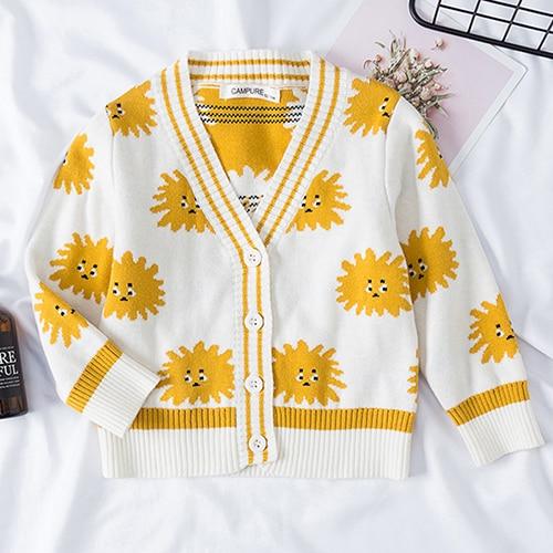 Mother and Daughter Matching Cardigan Print Long Sleeve Pullover Sweater Tops Blouse Family Fall Outfit