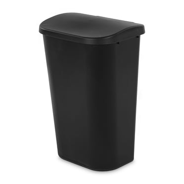 Sterilite 43 L Lift Top Wastebasket, Space Efficient Large Trash Can, Easy Open Lift Lid, Ideal for Kitchen, Black