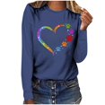 thumbnail image 1 of Pisexur Hauts d'Automne pour Femmes Mode Mignon Cœur Graphique Imprimé T-Shirt Hauts Col Rond Manches Longues Chemises pour Femmes Habillées Décontractées Sorties Hauts Confort Polyvalent Léger T-Shirts, 1 of 5