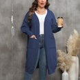 thumbnail image 3 of CEHVOM Women's Fashion Solid Color Plus-Size Loose MIDI Style Double Pockets Sweater Tops Clearance, 3 of 4