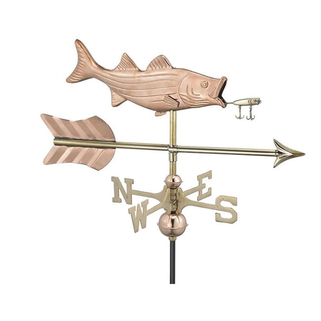 Good Directions 8847PAR Basse avec Leurre et Flèche Cottage Weathervane - Cuivre Pur avec Support de Toit