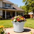 thumbnail image 4 of Linnome Ruffled Plastic Flower Pot 7.9x5.7in Wave Edge Lilies Style Planter with Saucer Indoor Outdoor, 4 of 6