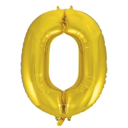 Ballon en aluminium doré en forme de chiffre 0 de 34 pouces de Unique