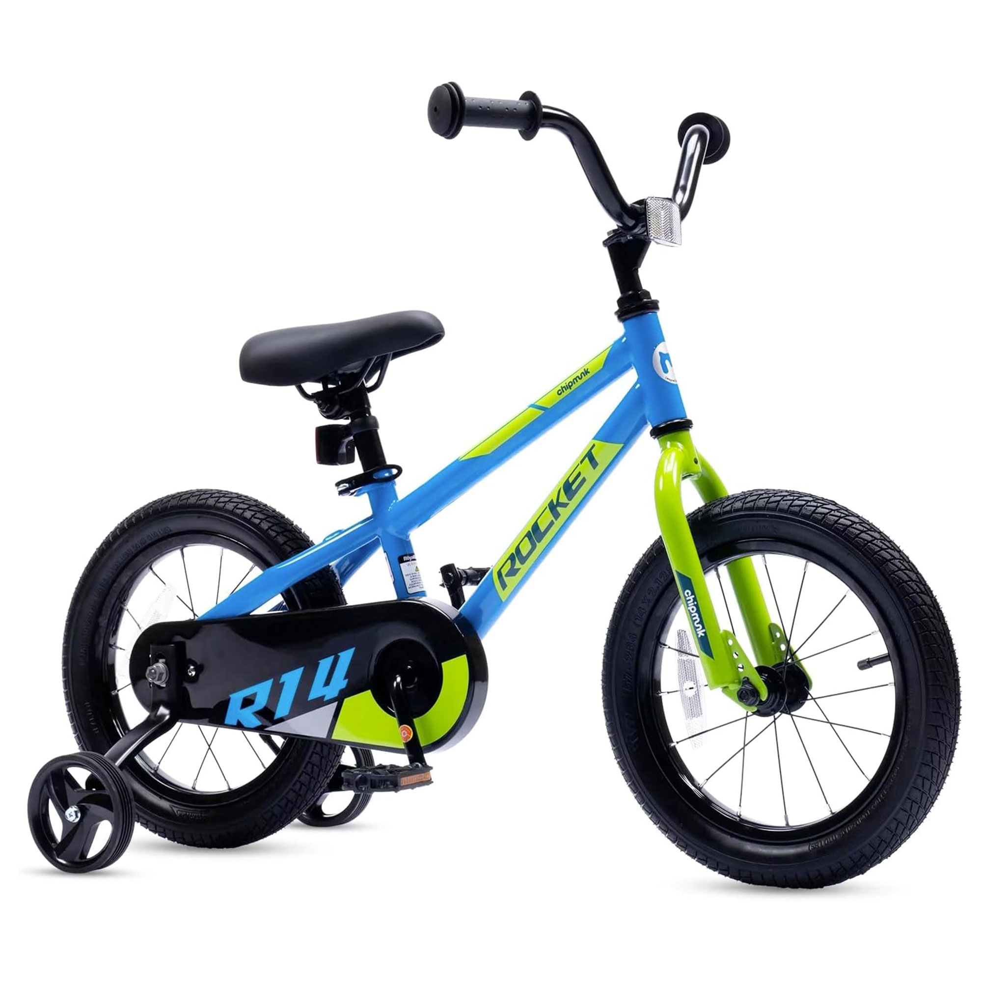 RoyalBaby Vélo pour Enfants Rocket d'Extérieur avec Roues Stabilisatrices, 14 Pouces, Bleu