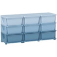 thumbnail image 1 of Qaba Organisateur de Jouets pour Enfants à 3 Niveaux avec 9 Bacs de Rangement en Plastique, Bleu, 1 of 10