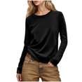 thumbnail image 1 of Yanlir Haut à Dos Patchwork pour Femmes Manches Longues Col Rond Décontracté Couleur Unie Confortable Extensible Chemise de Travail (Noir, m), 1 of 8