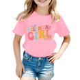 thumbnail image 1 of LUOGENLI T-Shirt pour Filles Filles Mode Décontractée Lettre Col Rond Manches Courtes T-Shirt Haut 5 Maxi Chemises pour Filles 2025 Villégiature 3-4 Ans, 1 of 3