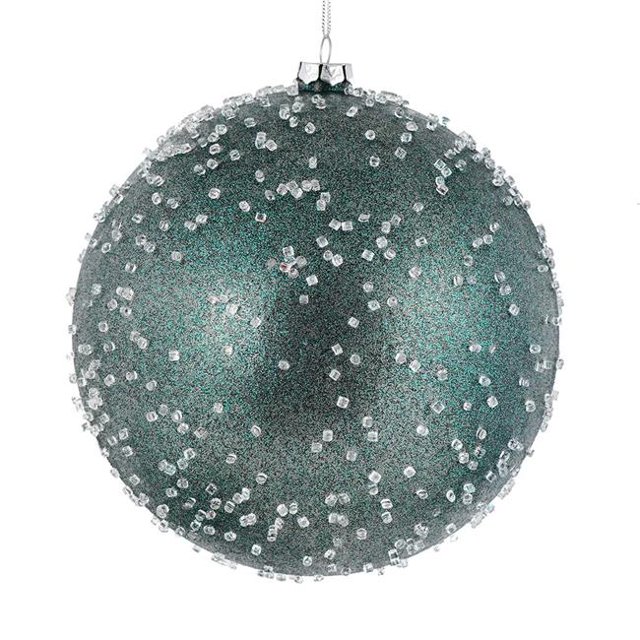 Vickerman N185462 8 in. Sea Blue Ice Ball Ornament 2 per Bag