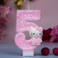 thumbnail image 1 of Bougies de Décoration de Gâteau d'Anniversaire Faites à la Main en Cire de Paraffine Numéro 0-9, Bougie Chat Rose pour Chambre d'Enfants, 1 of 9