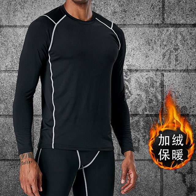 Styesk Mens Shirts Men's Splice Exercise Close-fitting High Resilience Round Neck Long Sleeved