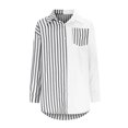thumbnail image 2 of Chemise à Manches Longues pour Femmes Satin Col en V Rayé Blouses Manches Longues Hauts d'Été Manches Longues pour Femmes Chemise Serrée Manches Longues, 2 of 5