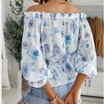 thumbnail image 4 of Ccdes Off Shoulder Top, Elegant Floral Print Blouse Loose Stylish Polyester For Office Work For Outdoor Activity, 4 of 5