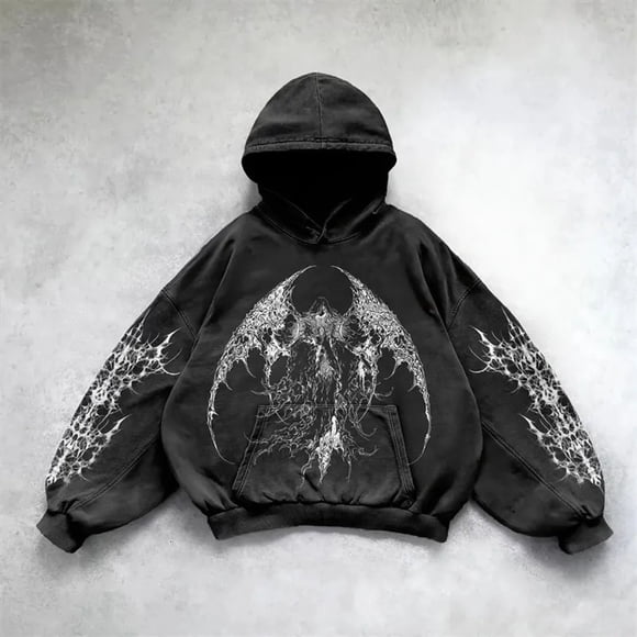 HUITKMM Hoodies for Men Pullover Angel Graphic Print Pullover Hoodie Sweatshirt for Casual Wear and Style
