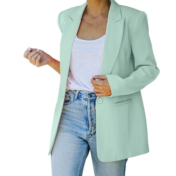 Hontri Women's Blazers & Suit Jackets, Women's Casual Light Weight Thin Jacket Slim Coat Long Sleeve Blazer Office Business Coats Jacket Mint Green S