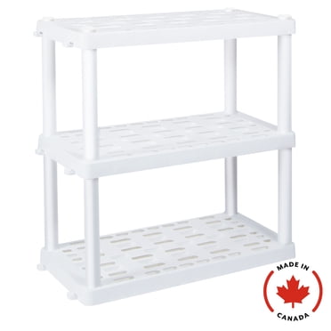 Hyper Tough Plastic Shelving Unit 3-Tier 38"H x 18"D x 36"W White-450 lb Total Capacity