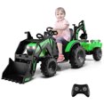 thumbnail image 1 of Gymax 3-in-1 Kids Ride On Excavator Bulldozer 12V Electric Tractor Remote w/ Trailer Green, 1 of 10