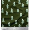 thumbnail image 1 of Soimoi Green Silk Fabric Christmas Tree Print Fabric by Yard 42 Inch Wide, 1 of 3