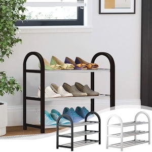 Cagogo under $5 2Pcs Stainless Steel Shoe Rack, 3 Layer Stainless Steel Shoe Rack, Freestanding Shoe Organizer for Entrance, Space Saving Shoe Cabinet, Dormitory Storage Rack, Metal Shoe Shelf